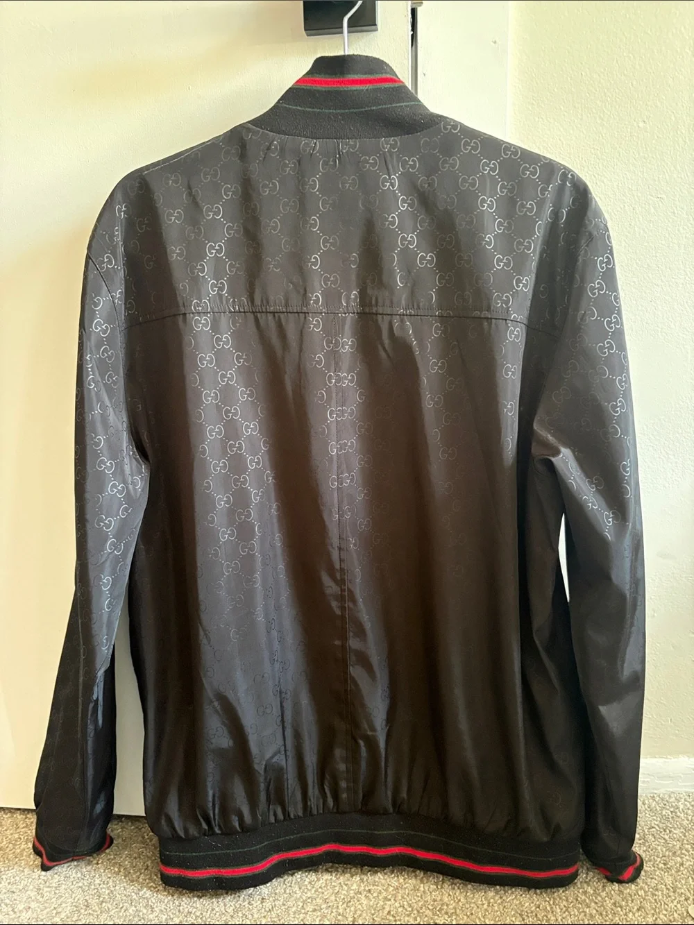 Gucci Black Bomber Jacket with Red Trim